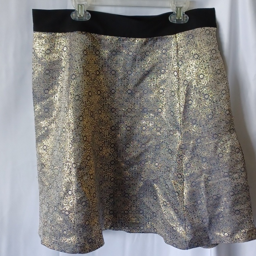 Narciso Rodriguez Metallic Jacquard A-line Skirt, sz 8, pockets, side zip, lined